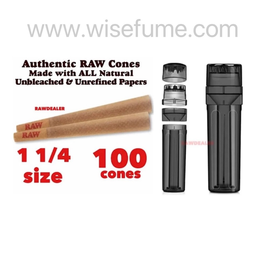 RAW cone 1 1/4size classic cone(100PK) & cone filter herb grinder storage 3in1